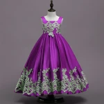 Sleeveless Embroidered Kids Party Wear Girls Dresses Party Birthday Dress3Years-13Years