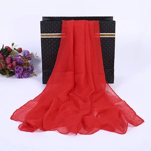 Solid color chiffon silk scarf shawl wholesale with good price in various colors