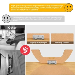SOPEWOD Bamboo Foldable Couch Tray Clip-On Side Table for Wide Arm 360 Rotating Phone Holder for Bathroom Storage Use