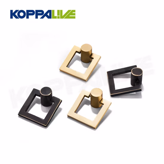 Furniture Hardware Cabinet Door Handle Light Luxury Ring Pendant Handle Drawer Square Shaped Solid Brass Knob