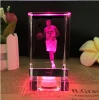 Sport basketball souvenir 3d laser photo crystal cube with led light base/crystal 3d led cube for birthday gift
