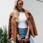 Spot Jacket Womens Fleece Jacket Womens Pop Hair Faux Fur Top