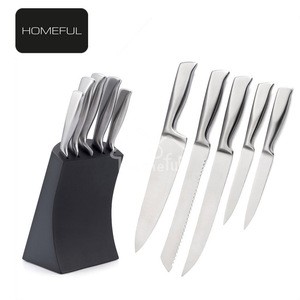 Stainless steel 5pcs modern kitchen knife set with holder