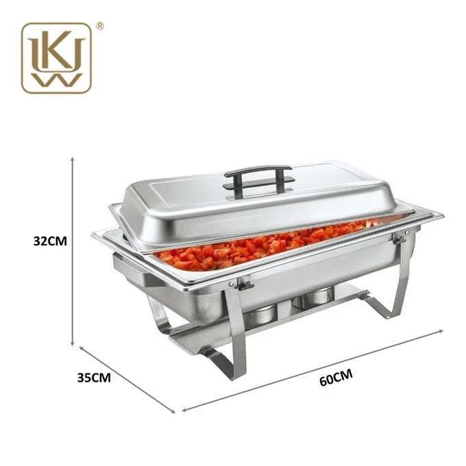 Stainless Steel Buffet Food Warmer Glass Lid Square Chafing Dish
