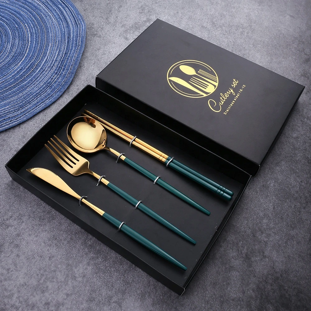 Stainless steel cutlery set household western tableware set ins plate steak cutlery set of three gifts