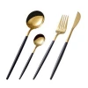 stainless steel dinnerware sets flatware set spoon and fork black gold plated cutlery