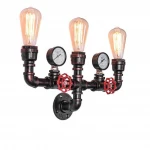 Steam punk loft light industrial iron vintage metal water pipe wall lamp for bar/coffee/living room