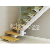 steel single beam stairs with tempered glass railing