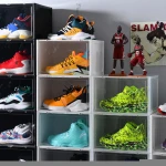 Storage Transparent Plastic Stackable Shoe Box Case Home Drop Front Shoe Storage Box