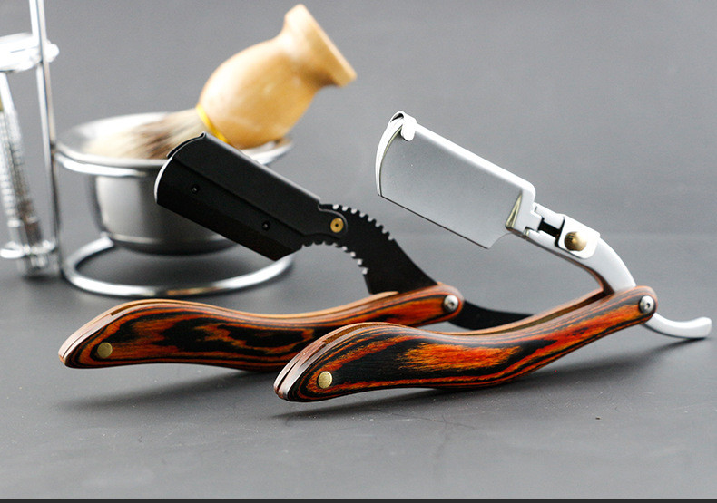 Buy Straight Edge Razor Barber Wood Handle Stainless Steel Folding ...