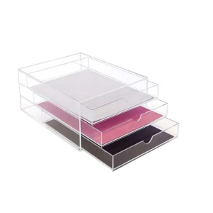 Transparent Acrylic A4 Organiser Office Storage Filing Tray Desk Letter Paper Holder with 3 Drawers
