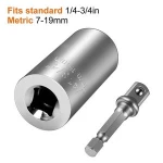Universal Torque Wrench Head Set Socket Sleeve 7-19mm Power Drill Ratchet Bushing Spanner Key Magic Grip Multi Hand Tools
