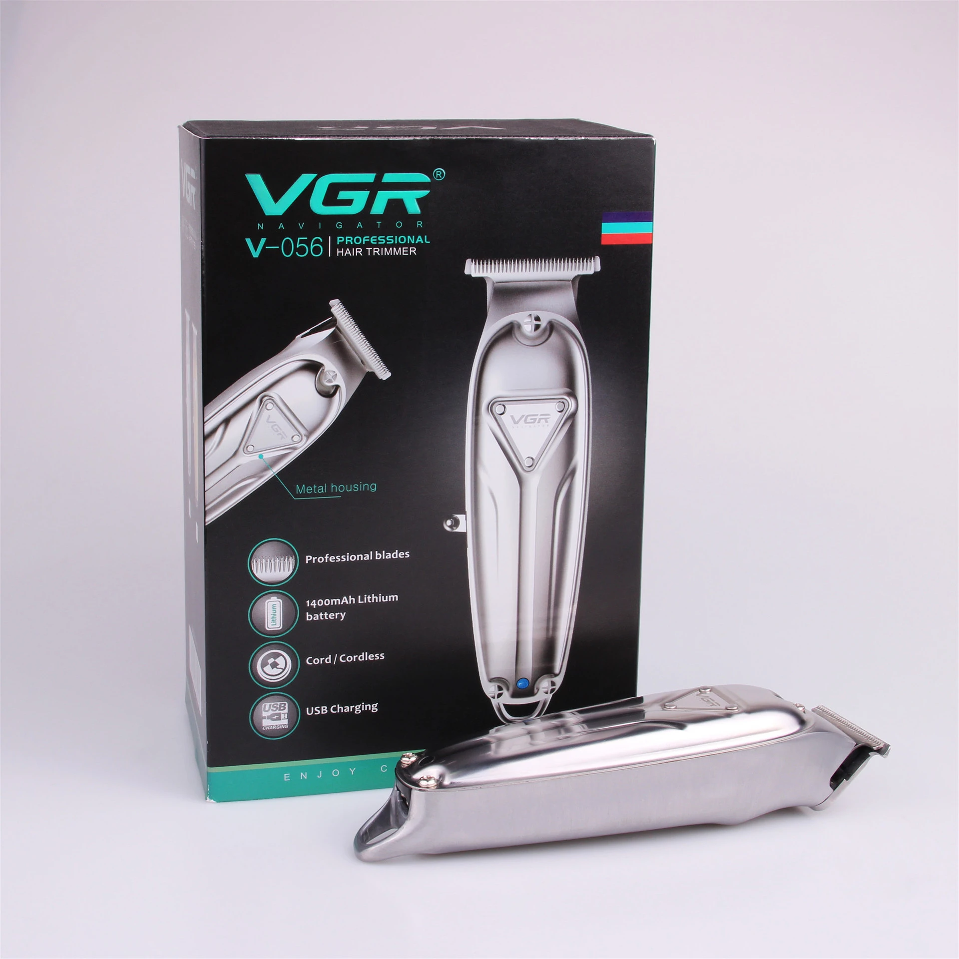 VGR V-056 Metal hair clipper  Professional Men Electric Cordless Hair Trimmer Male 0mm Baldheaded T Blade Haircut Machine