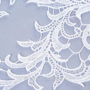 Water soluble lace embroidery fabric 100% polyester guipure lace trim from China
