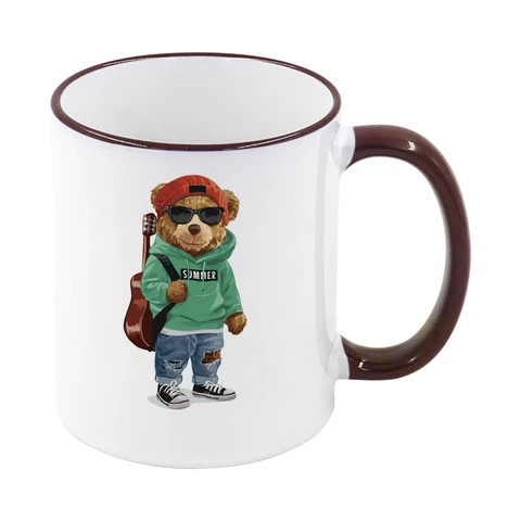Wholesale Blanks Product personalized ceramic coffee mug 11oz Sublimation Mug with Black Rim & Handle