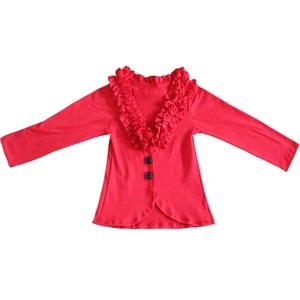 Wholesale Children Boutique Clothing Cotton Toddler Cardigan Baby Girls Ruffle Jacket