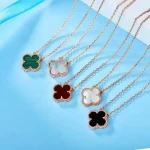 Wholesale custom plated gold jewelry chain necklace 925 sterling silver  four-leaf clover pendant necklace for women