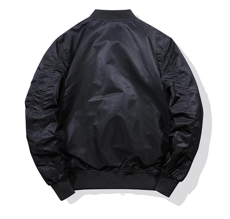Wholesale custom printed logo made oversized plain blank men lightweight polyester silk stain flight ma1 zip pilot bomber jacket
