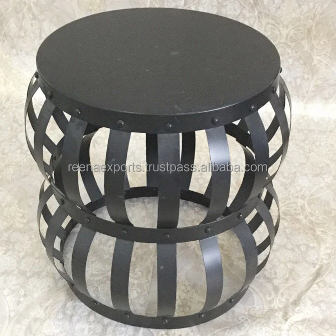 wholesale factory manufacturing round modern small side table Round Drum Side Table Metal Iron Coffee Table and Stool