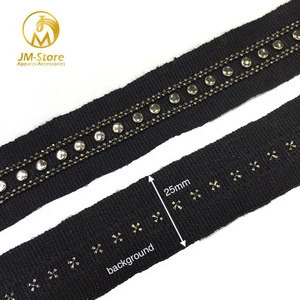 wholesale fashion style 2.5cm embroidery  beaded metal chain trim for dress decoration HH2001 stocks