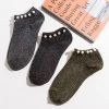 Wholesale Foldable Pearl Shallow Mouth Socks Shiny Glitter Bright Silk Lurex Socks