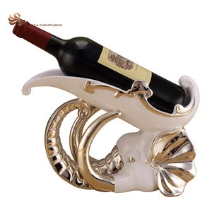 wholesale home decoration wine holder polyresin elephant single bottle wine rack