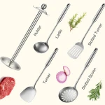 Wholesale Hot Sale 5 PCS Stainless Kitchen Utensil Set Eco Friendly Stainless Steel Cookware Set with Hollow Handle