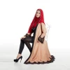 Wholesale kaftan dress women islamic clothing full sleeve with lace contrast waist string maxi dress