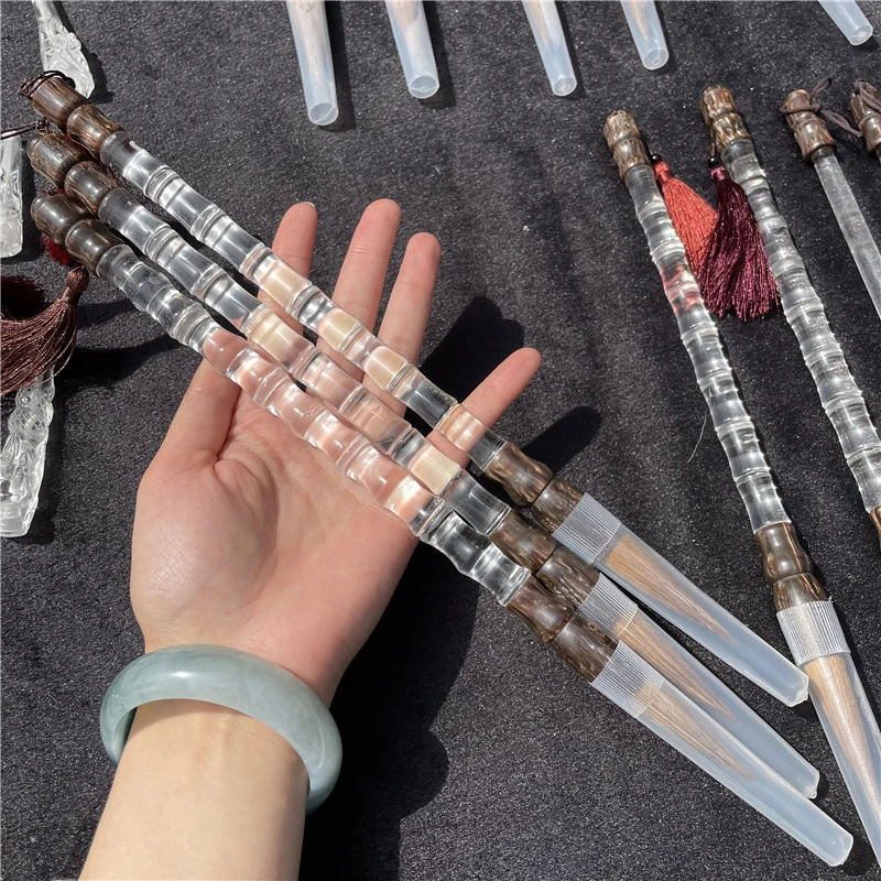 Wholesale Natural Crystal Chinese Writing Brush Carving Crystal Calligraphy  Brush Craft For Gifts