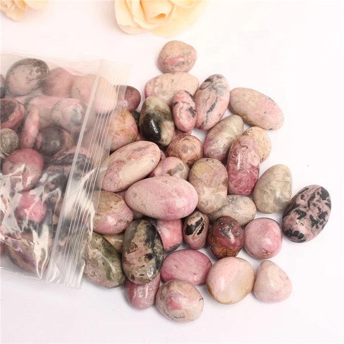 Wholesale Natural Pink Rhodonite Orlets Crystal Gravel Stone Tumble Stone