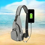 Wholesale Nylon Men Women High Capacity Crossbody Chest Bag With USB Charger Port