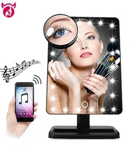 Wholesale OEM electronic gift items for 2018 magic lighted wireless speaker mirror with X10 magnifier