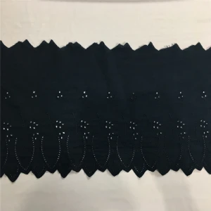 Wholesale price 22cm dark-blue eyelet lace Fabric Broderie Anglaise cotton lace