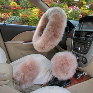wholesale sheep wool pink fur skid resistance fur car steering wheel cover