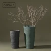 Wholesale Texture Modern Cylinder Vase Ceramic Matte Grey Flower Vase