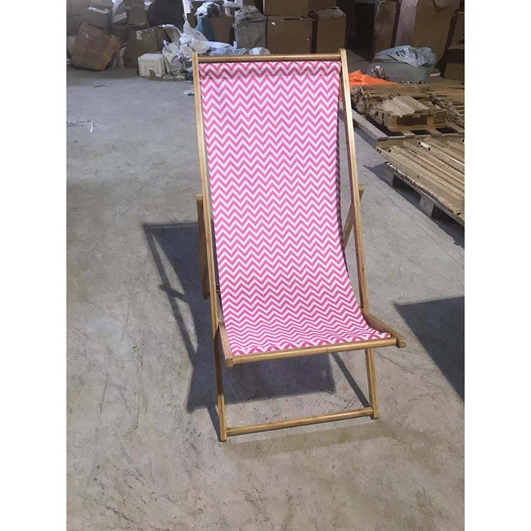 Wholesale Traditional Summer Bamboo Canvas Lounge Deck Chair Folding Beach Chair