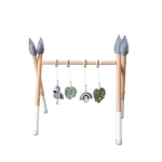 Wholesales Natural Activity Wooden Foldable Baby Play Gym toys with baby teething toys.