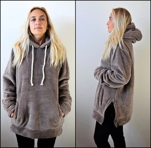 Women Winter Warm Side YKK Zip-up Hoodie - Sherpa Plush Furry Sweatshirt Hoodie Jacket