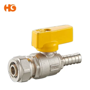 Y type yellow handle brass body male female threads three way ball valve for gas and plumbing