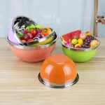 YITIAN Kitchen Accessories Color Mixing Salad Bowl Bottom 201 Stainless Steel  Mirror Polishing Salad Mixing Bowls Without Lid