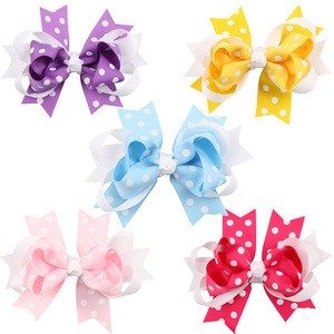 Yiwu Wholesale Grosgrain Ribbon Babys Hair Clips 5 Colors Bows Kids Headwear Hair Pin