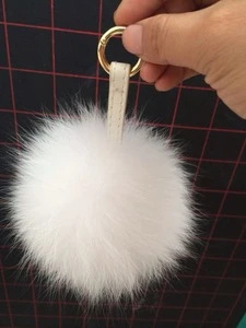 YR468 Top Quality Genuine Fox Fur Ball/Key Chain Fur Pom pom