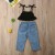 Import YS1760 Designer summer clothing denim set girls 2022 children kids wear two piece sets from China