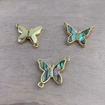 Zircon natural abalone shell connector butterfly jewelry making necklace pendant bracelet charm accessories