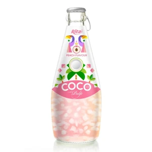 Coconut Water with Pulp Peach Flavor 290ml Glass Bottle
