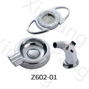 C602 Ashtray Cigar Cutter Lighter Cigar Giftset Metal cigar accessories collection OEM,factory direct