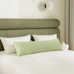 Green Hues Stripe Cooling Jacquard Pillowcase Breathable Solid Color Sofa Bedroom Long Sleep Throw Pillow Multipurpose