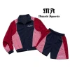 Custom Men's Contrast Panel Tracksuit Set - Lightweight Athletic Sports Jacket and Shorts Suit