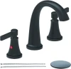 8in Widespread Bathroom Faucet with Zinc Handles & Pop-Up Drain – Matte Black