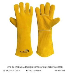 WG-110 Yellow Split Leather Welding Gloves